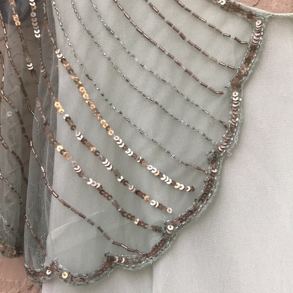 Lace & Beads Amazing Pale Green Beaded Romper - Picture 3 of 11